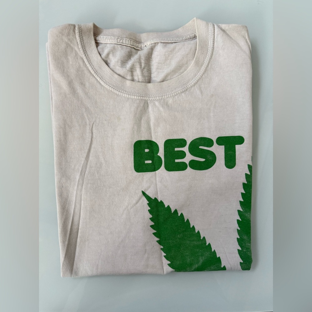 BOGO Graphic Tee with Green Leaf Print